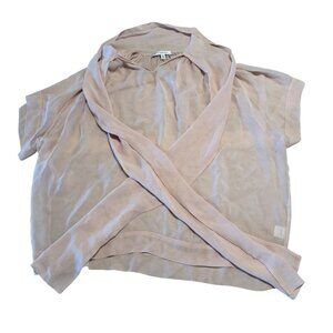 John Rocha Light Pink Short Sleeve Sheer Silk Blouse Women's Size UK 10 US 6